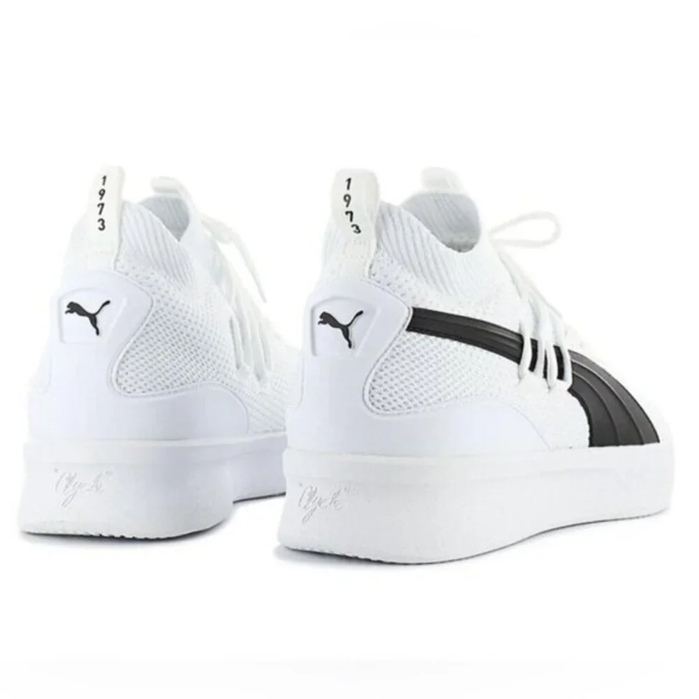 Puma Running Shoes Clyde Court GW Jr Knit Sneakers White Black Size 6.5 - Picture 11 of 14